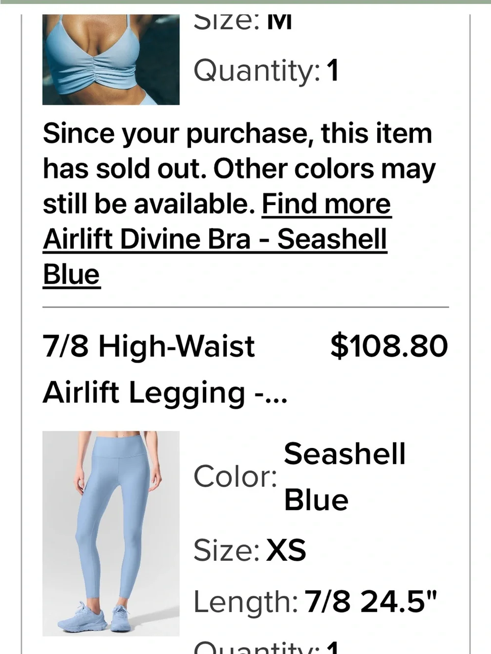 Alo Seashell  Blue High-Waist airlift leggings Leggings